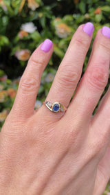 Blue Sapphire & Diamond 9ct Gold Crossover Engagement Ring