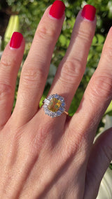 Yellow Sapphire & Diamond 18ct Gold Cluster Engagement Ring (2.20cts)