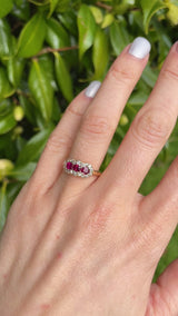 Antique Edwardian Ruby & Diamond 18ct Gold Cluster Ring - Chester 1901