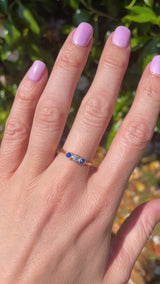 Art Deco Sapphire & Diamond 18ct Gold Platinum Three-Stone Ring