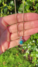 Black Opal & Diamond 18ct Gold Cluster Pendant Necklace