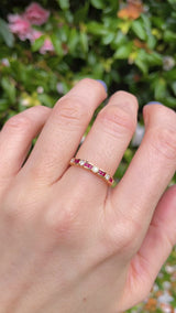 Princess-Cut Ruby & Diamond 18ct Gold Half-Eternity Band Ring