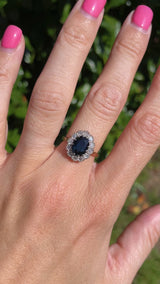 Vintage 1963 Sapphire & Diamond 18ct Gold Cluster Ring