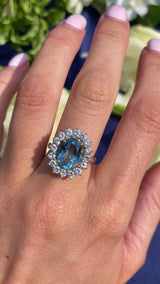 Aquamarine & Diamond 18ct Gold Cluster Engagement Ring (3.05ct)