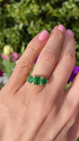Vintage 1979 Emerald & Diamond 18ct Gold Ring By Cropp and Farr