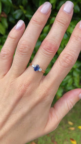 Vintage Sapphire & Diamond 18ct Gold Three-Stone Engagement Ring