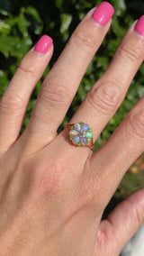 Antique Opal, Old-Cut Diamond & Green Gem 18ct Gold Ring