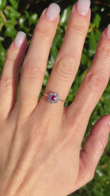 Vintage 18ct White Gold Ruby & Diamond Halo Ring