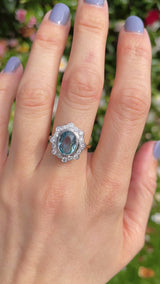 Aquamarine & Diamond 18ct Gold Cluster Engagement Ring (2.40ct)