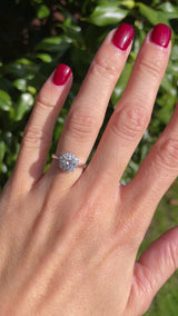Art Deco 18ct White Gold & Platinum Diamond Cluster Ring (0.85cts)