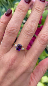 Amethyst & Diamond 18ct Gold Three-Stone ring