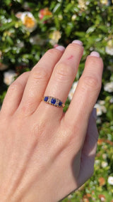 Edwardian Sapphire & Diamond 18ct Gold Belcher Ring