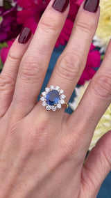 Vintage Sapphire & Diamond 18ct Gold Cluster Ring (2.37cts)