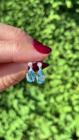 Pear-Shaped Aquamarine & Diamond 18ct White Gold Drop Earrings