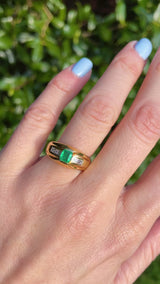 Vintage Emerald & Diamond 18ct Gold Bombe Dress Ring