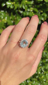 Aquamarine & Diamond 18ct White Gold Cluster Engagement Ring