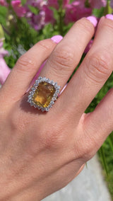 Citrine & Diamond 9ct Gold Cluster Dress Ring (5.75ct)