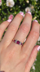Vintage 1970s Ruby & Diamond 18ct Gold Seven-Stone Ring