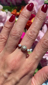 Antique Edwardian Three-Stone Opal & Old-Mine Diamond 18ct Gold Ring