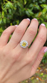 Art Deco Style Yellow Sapphire & Diamond Engagement Ring