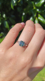 Art Deco Blue Zircon & Diamond Platinum Ring