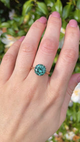 Vintage 1984 Blue Zircon 9ct Gold Solitaire Ring