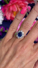 Sapphire & Vari-Cut Diamond 18ct White Gold Cluster Ring (1.75cts)