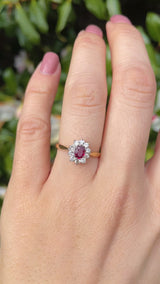 Vintage Ruby & Diamond 18ct Gold Cluster Ring
