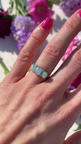 Edwardian Three-Stone Opal & Old-Cut Diamond 18ct Gold Ring