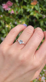 Aquamarine & Diamond 18ct White Gold Oval Three-Stone Engagement Ring (0.42ct)