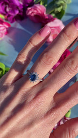 Sapphire & Diamond Platinum Oval Cluster Ring (0.70cts)