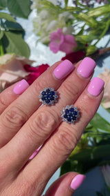 Sapphire & Diamond 18ct White Gold Cluster Stud Earrings