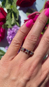 Vintage 1978 Ruby & Diamond 18ct Gold Half-Eternity Band Ring
