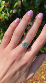Vintage 1998 Emerald & Diamond 18ct Gold Cluster Ring