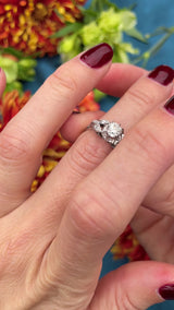 Art Deco Old Mine Cut Diamond Platinum Engagement Ring (0.73cts)