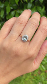 Edwardian Style Aquamarine & Diamond Cluster Ring