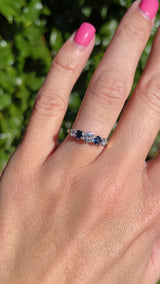 Vintage 1989 Sapphire & Diamond 18ct Gold Five-Stone Ring