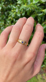 Antique Victorian Sapphire & Diamond 18ct Gold Gypsy Ring