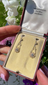 Antique Pearl & Diamond Gold Drop Earrings