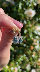 London Blue Topaz & Diamond 9ct Gold Teardrop Cluster Earrings