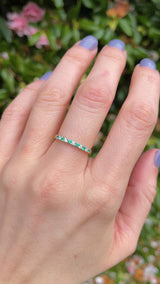 Emerald & Diamond 18ct Gold Half-Eternity Thin Band Ring