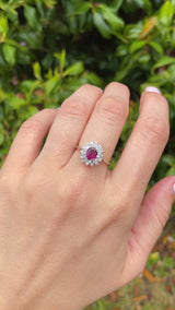 Ruby & Diamond 18ct White Gold Cluster Engagement Ring