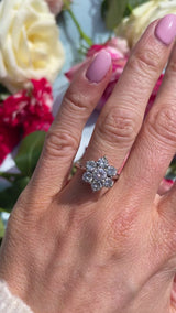 Vintage 1977 Platinum & Diamond Daisy Cluster Ring (2.00cts)