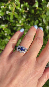 Vintage 1989 Sapphire & Diamond 18ct Gold Cluster Ring