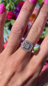 Vari-Cut Diamond 18ct White Gold Square Pierced Cluster Ring