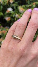 Vintage Style 9ct Gold Wave Bombe Ring