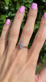 Vintage 1989 Vari-Cut Diamond 18ct Gold Navette Cluster Ring