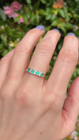 Art Deco Style Emerald & Diamond 18ct White Gold Bezel Ring