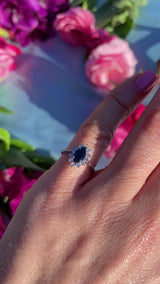 Vintage Sapphire & Diamond 18ct White Gold Marquise Cluster Ring (0.60cts)