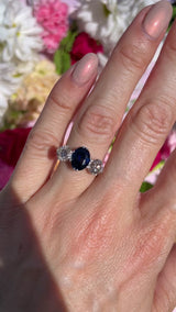 Vintage Sapphire & Diamond Platinum Three-Stone Trilogy Ring (2.50cts)